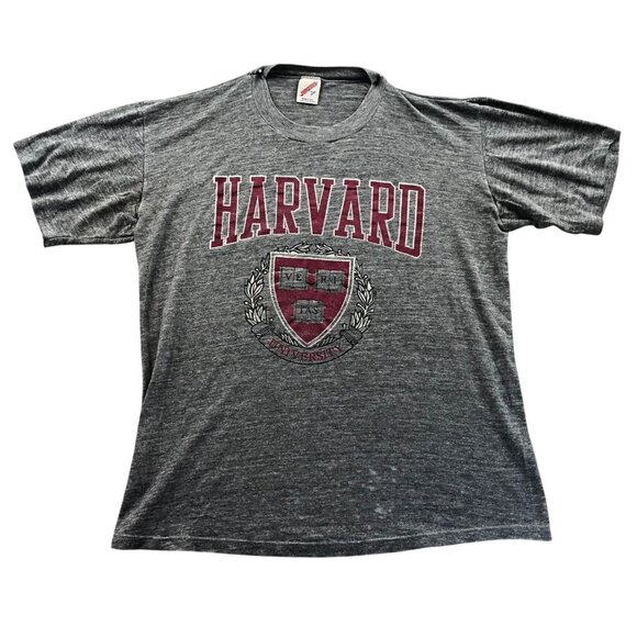 Vintage Single Stitch Harvard University T-Shirt Men's Large Gray Casual Graphic - Picture 1 of 11
